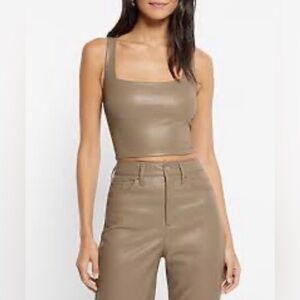 Express Faux Leather Square Neck Cropped Tank Size X-Large NWT